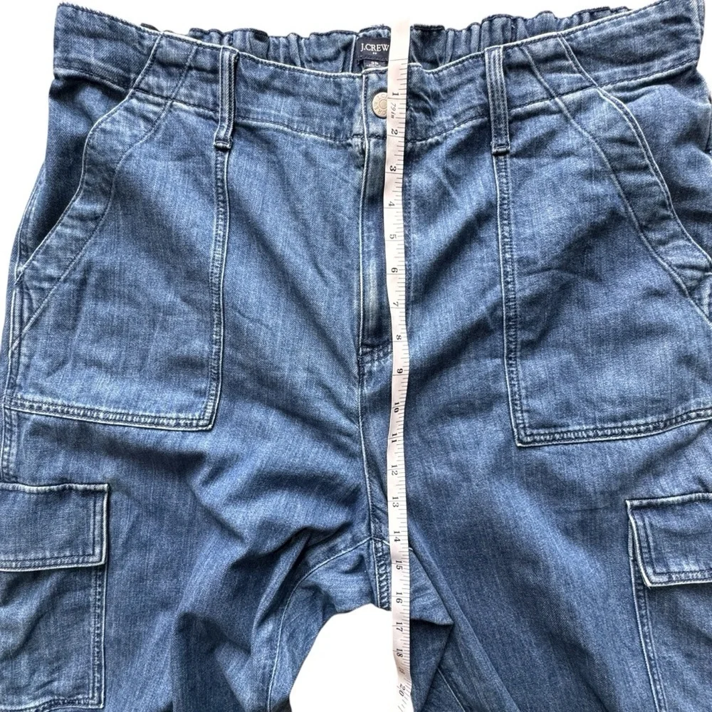 J.Crew Women’s Lightweight Drapey Cargo Jogger Jean Pants Size 35 Mid Wash Denim